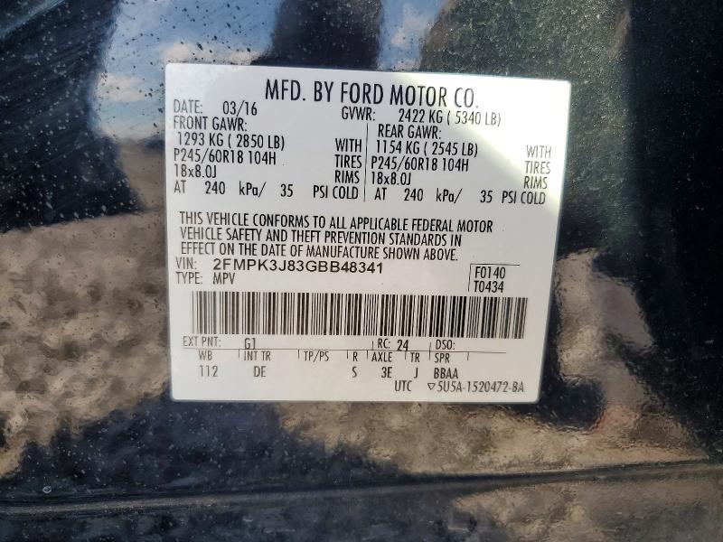 Продажа на аукционе авто 2016 Ford Edge, vin: 2FMPK3J83GBB48341, номер лота: 68560726