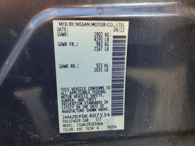 Aukcja sprzedaży 2013 Nissan Leaf, vin: 1N4AZ0CP3DC407534, numer aukcji: 69963206