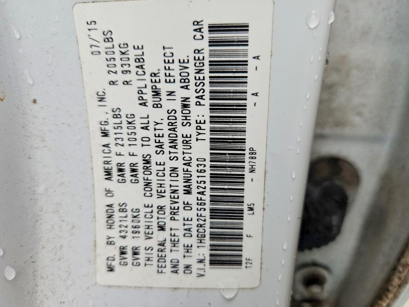2015 Honda Accord მანქანა იყიდება აუქციონზე, vin: 1HGCR2F56FA251630, აუქციონის ნომერი: 70104016