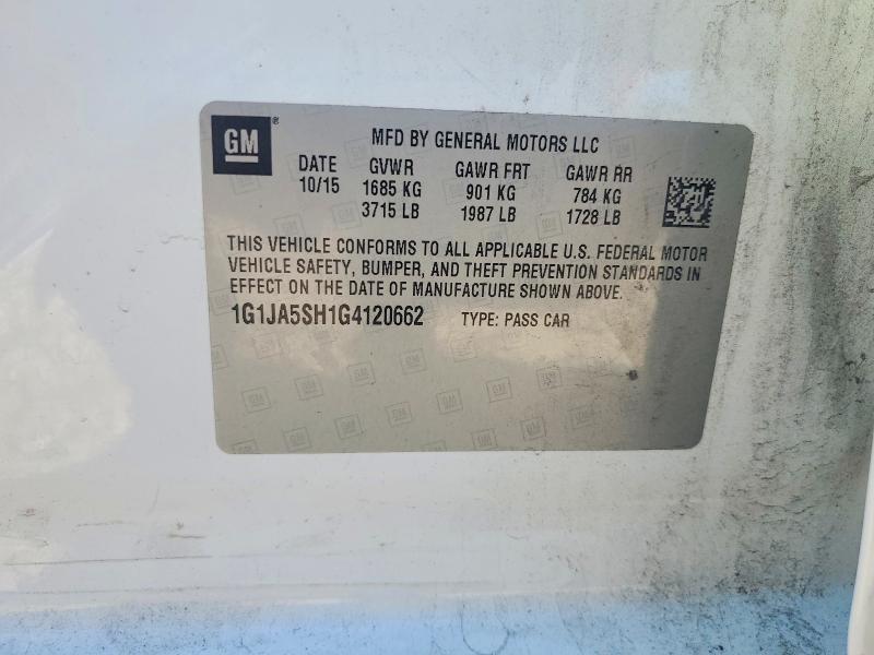 69870216 :رقم المزاد ، 1G1JA5SH1G4120662 vin ، 2016 Chevrolet Sonic مزاد بيع