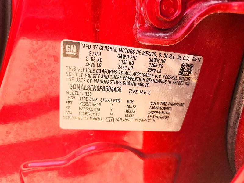Продажа на аукционе авто 2015 Chevrolet Captiva, vin: 3GNAL3EK0FS504466, номер лота: 67293686