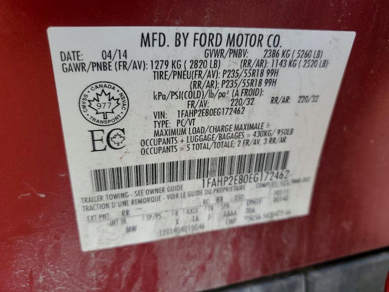 Продаж на аукціоні авто 2014 Ford Taurus, vin: 1FAHP2E80EG172462, номер лоту: 67854526