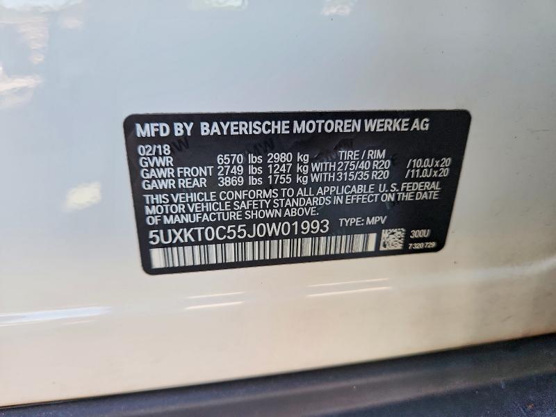 68040696 :رقم المزاد ، 5UXKT0C55J0W01993 vin ، 2018 Bmw X5 مزاد بيع