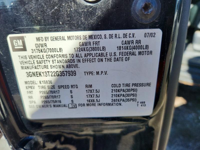 Продаж на аукціоні авто 2002 Chevrolet Avalanche, vin: 3GNEK13T22G357939, номер лоту: 70997716