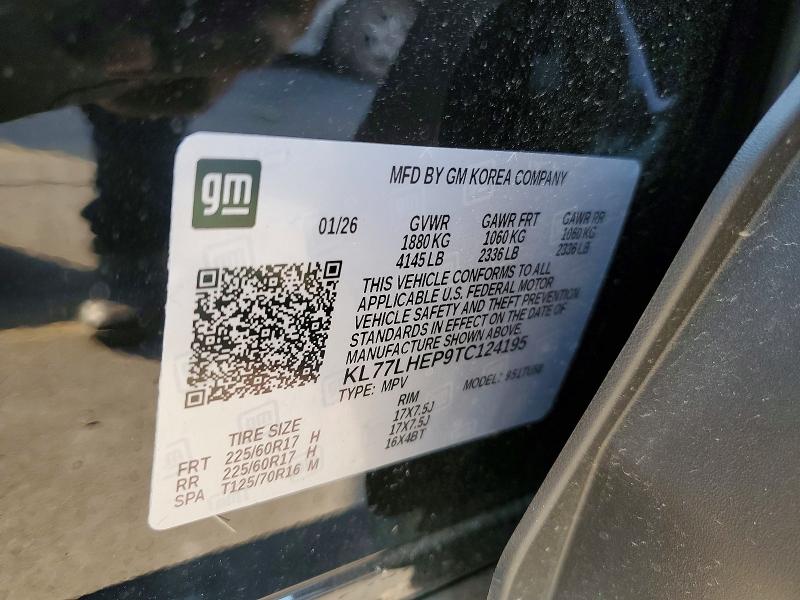 2026 Chevrolet Trax მანქანა იყიდება აუქციონზე, vin: KL77LHEP9TC124195, აუქციონის ნომერი: 66746906