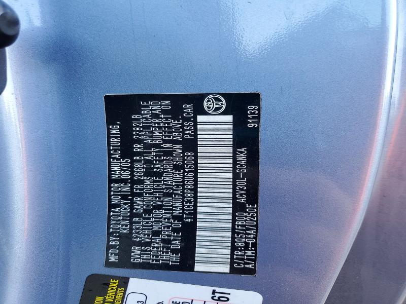 63160446 :رقم المزاد ، 4T1CE38P86U615068 vin ، 2006 Toyota Camry Solara مزاد بيع