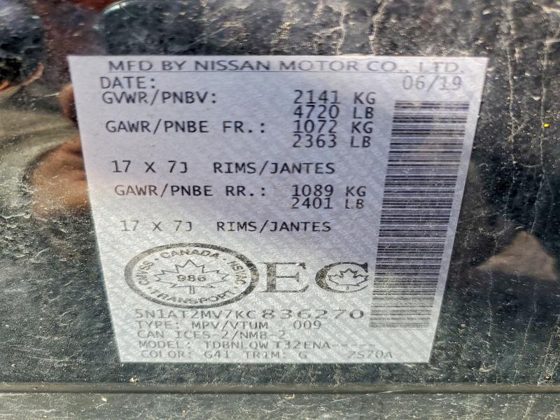 Aukcja sprzedaży 2019 Nissan Rogue, vin: 5N1AT2MV7KC836270, numer aukcji: 68510406