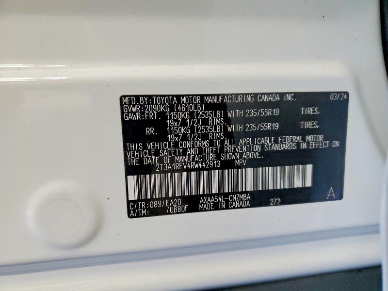Aukcja sprzedaży 2024 Toyota Rav4, vin: 2T3A1RFV4RW442913, numer aukcji: 69510016