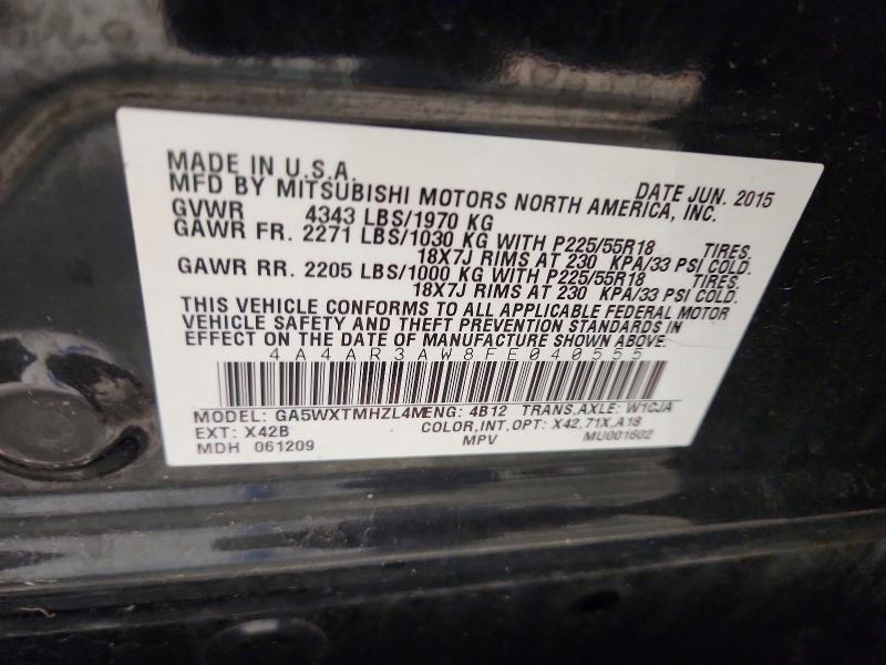 68961376 :رقم المزاد ، 4A4AR3AW8FE040555 vin ، 2015 Mitsubishi Outlander Sport مزاد بيع