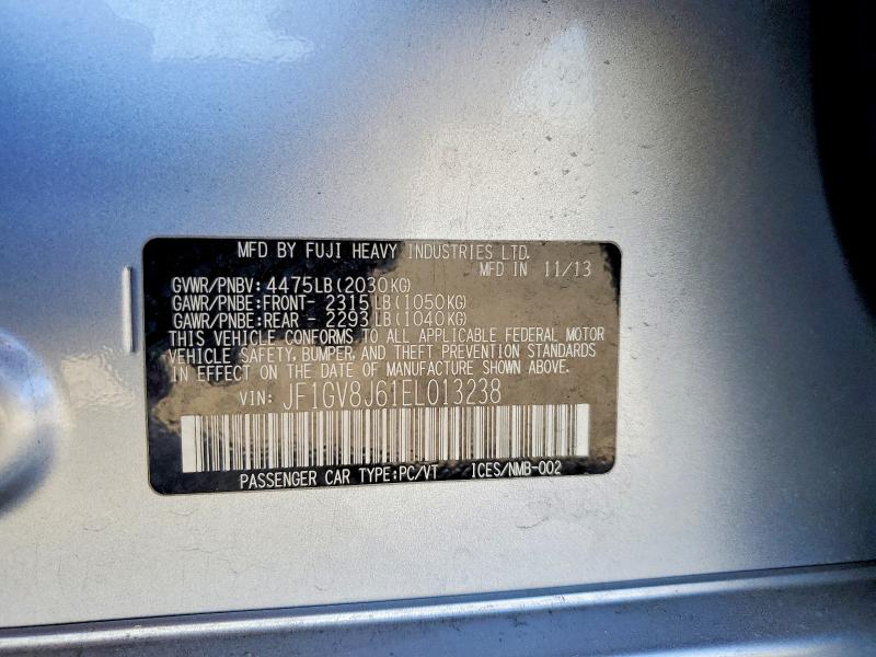 Продаж на аукціоні авто 2014 Subaru Impreza, vin: JF1GV8J61EL013238, номер лоту: 70375736