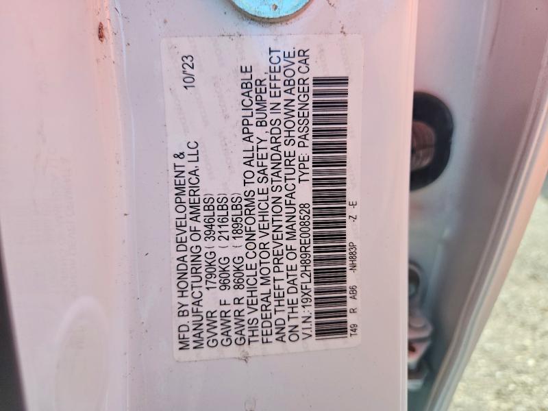 67654836 :رقم المزاد ، 19XFL2H89RE008528 vin ، 2024 Honda Civic مزاد بيع