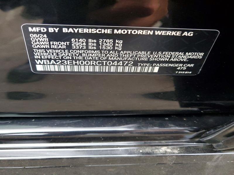 68974136 :رقم المزاد ، WBA23EH00RCT04472 vin ، 2024 Bmw 740 مزاد بيع