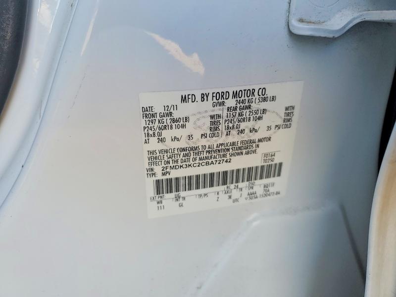 2012 Ford Edge მანქანა იყიდება აუქციონზე, vin: 2FMDK3KC2CBA72742, აუქციონის ნომერი: 68696656