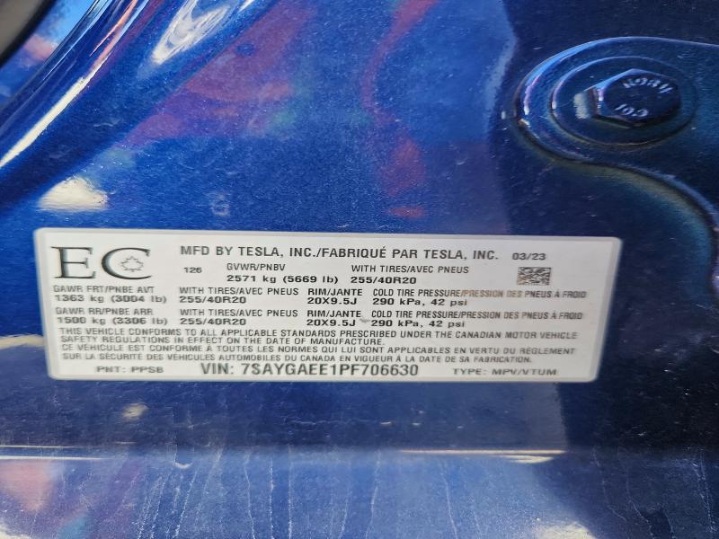 Aukcja sprzedaży 2023 Tesla Model Y, vin: 7SAYGAEE1PF706630, numer aukcji: 67168646