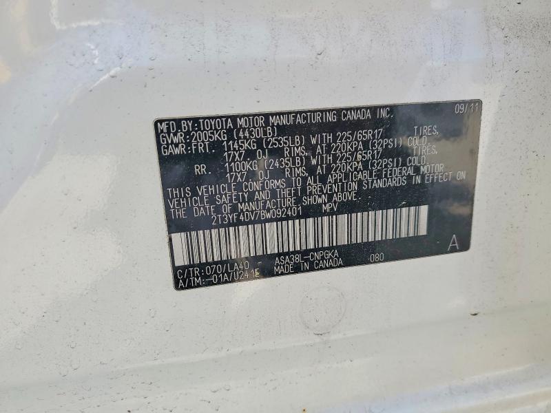 68288906 :رقم المزاد ، 2T3YF4DV7BW092401 vin ، 2011 Toyota Rav4 مزاد بيع