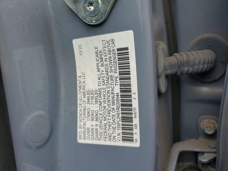 2024 Honda Civic მანქანა იყიდება აუქციონზე, vin: 19XFL2H81RE008944, აუქციონის ნომერი: 69365096