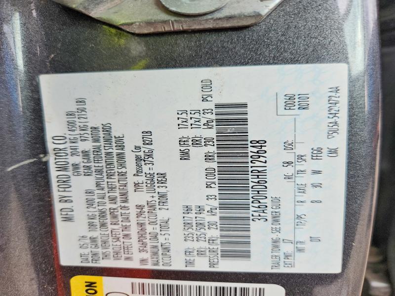 Продаж на аукціоні авто 2017 Ford Fusion, vin: 3FA6P0HD6HR129648, номер лоту: 69302666
