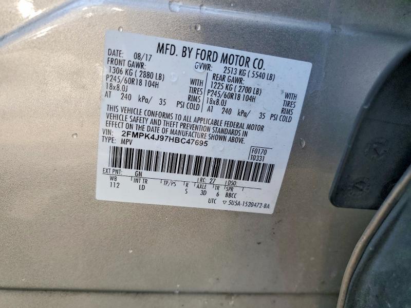 Продаж на аукціоні авто 2017 Ford Edge, vin: 2FMPK4J97HBC47695, номер лоту: 68928236