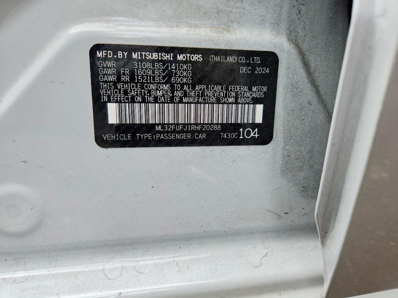 Aukcja sprzedaży 2024 Mitsubishi Mirage, vin: ML32FUFJ1RHF20288, numer aukcji: 70779116