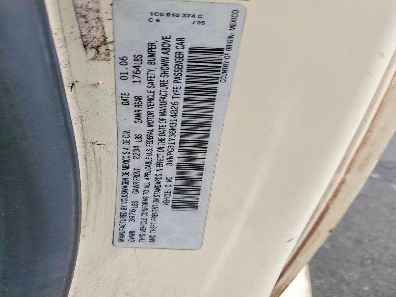 2006 Volkswagen New Beetle მანქანა იყიდება აუქციონზე, vin: 3VWPG31Y36M314826, აუქციონის ნომერი: 67290166