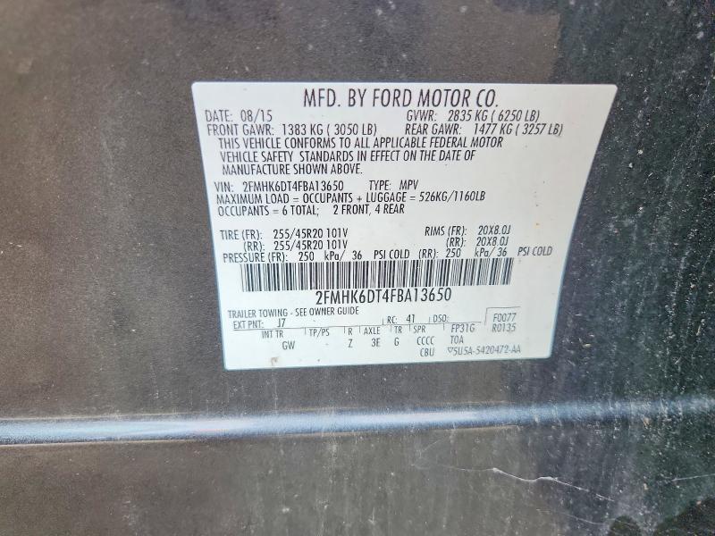 2015 Ford Flex მანქანა იყიდება აუქციონზე, vin: 2FMHK6DT4FBA13650, აუქციონის ნომერი: 68298586