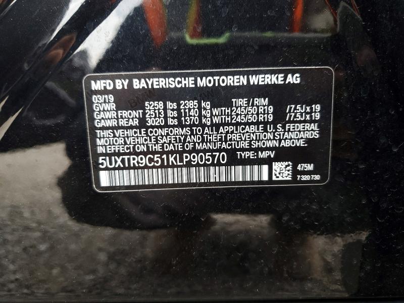 Aukcja sprzedaży 2019 Bmw X3, vin: 5UXTR9C51KLP90570, numer aukcji: 65416366