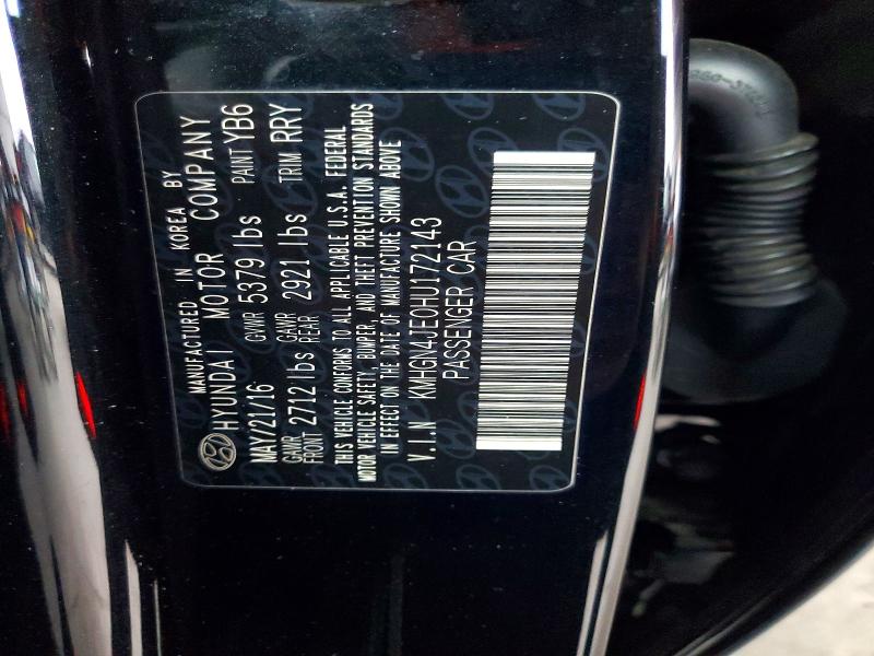 Aukcja sprzedaży 2017 Genesis G80, vin: KMHGN4JE0HU172143, numer aukcji: 69059256