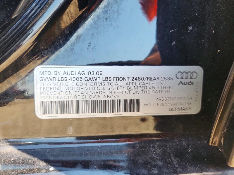 Продажа на аукционе авто 2009 Audi A4, vin: WAULF78K49N064758, номер лота: 67492686