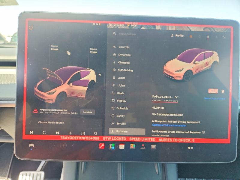 Aukcja sprzedaży 2022 Tesla Model Y, vin: 7SAYGDEFXNF534055, numer aukcji: 66893786