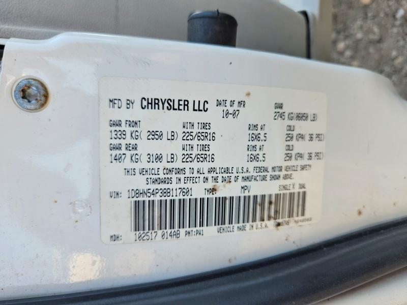 2008 Dodge Grand Caravan მანქანა იყიდება აუქციონზე, vin: 1D8HN54P38B117601, აუქციონის ნომერი: 66850416