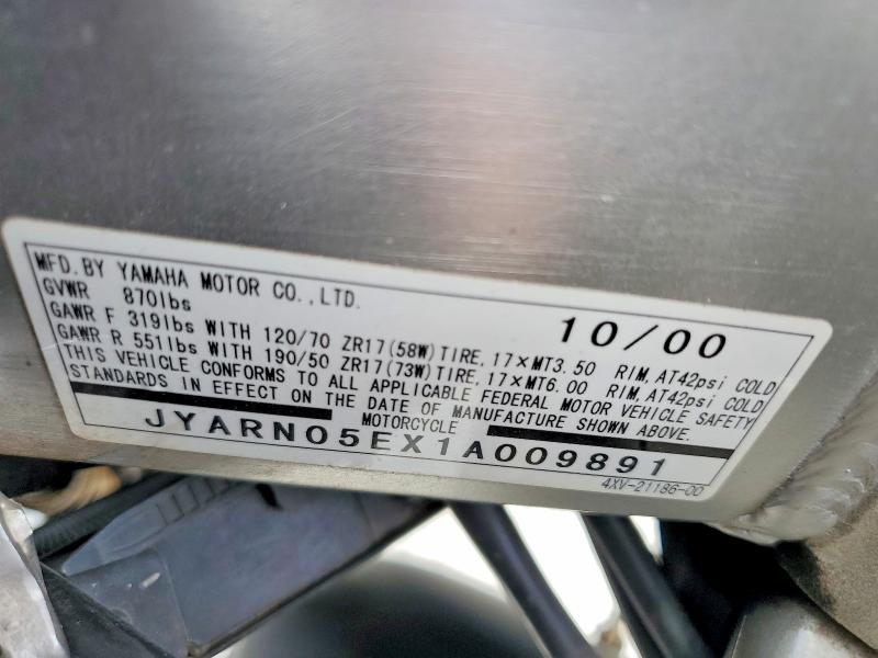 Aukcja sprzedaży 2001 Yamaha Yzfr1, vin: JYARN05EX1A009891, numer aukcji: 68839176