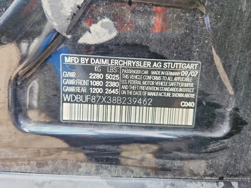 70781096 :رقم المزاد ، WDBUF87X38B239462 vin ، 2008 Mercedes-benz E مزاد بيع