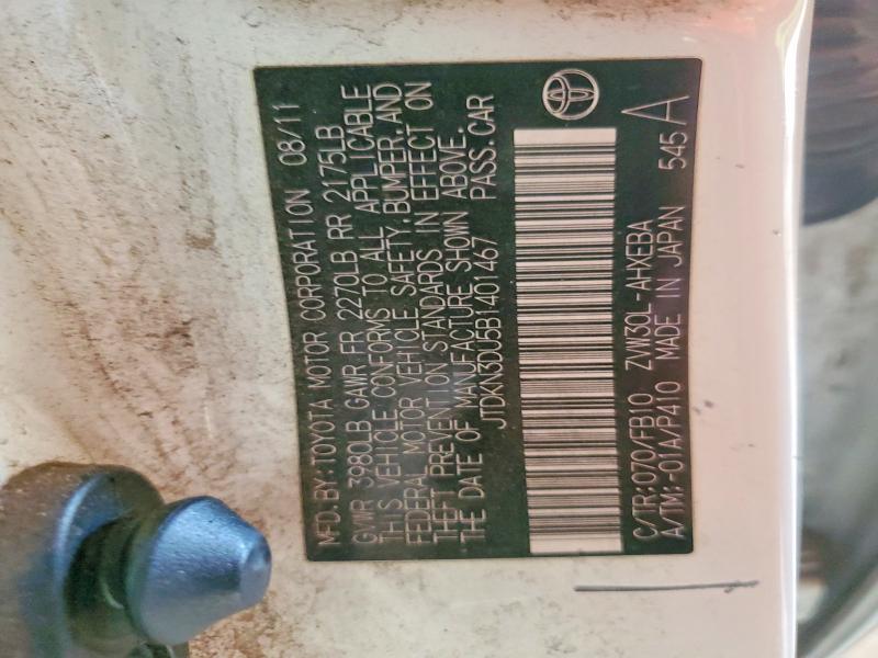 2011 Toyota Prius მანქანა იყიდება აუქციონზე, vin: JTDKN3DU5B1401467, აუქციონის ნომერი: 67404246