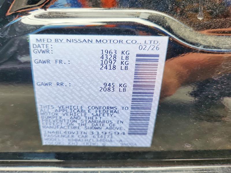 2026 Nissan Altima მანქანა იყიდება აუქციონზე, vin: 1N4BL4DV1TN319594, აუქციონის ნომერი: 70944316