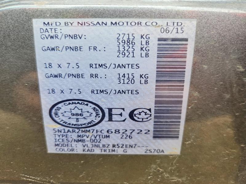 Aukcja sprzedaży 2015 Nissan Pathfinder, vin: 5N1AR2MM7FC682722, numer aukcji: 70529896