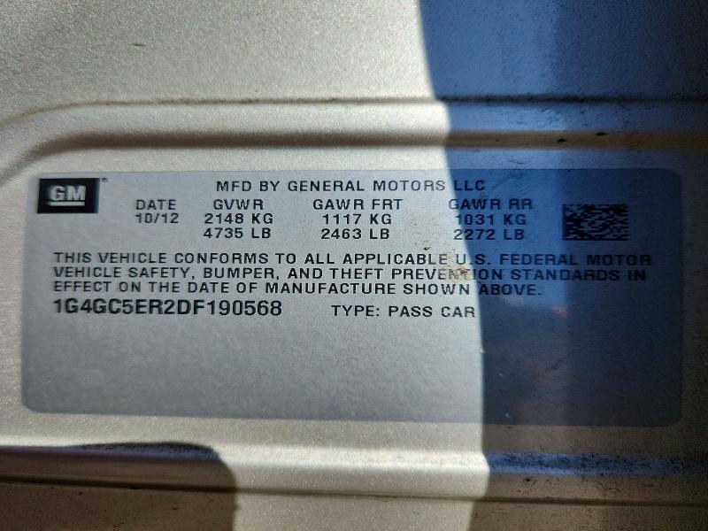 67378296 :رقم المزاد ، 1G4GC5ER2DF190568 vin ، 2013 Buick Lacrosse مزاد بيع