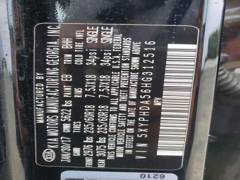 66903706 :رقم المزاد ، 5XYPHDA56HG312516 vin ، 2017 Kia Sorento مزاد بيع