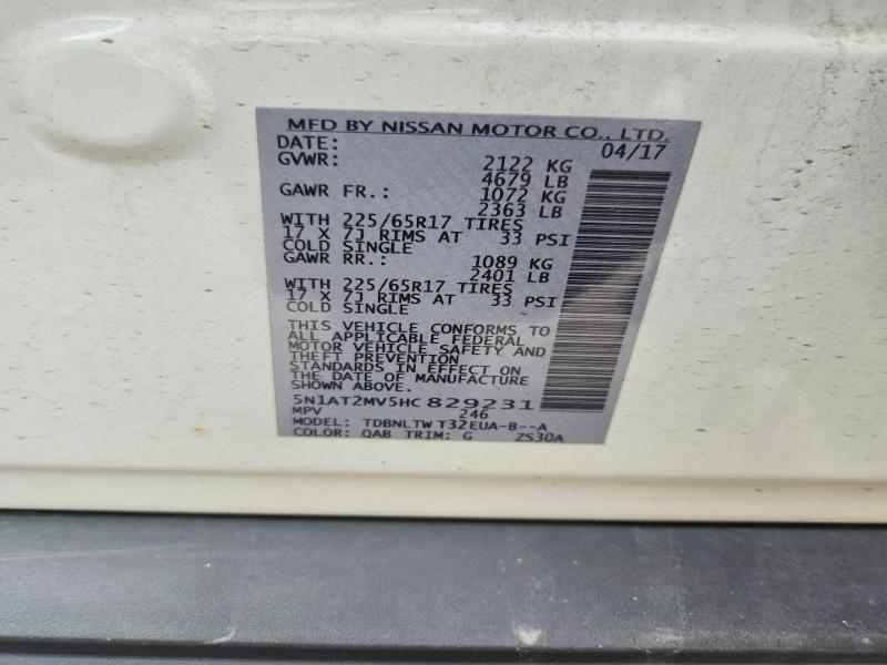 Aukcja sprzedaży 2017 Nissan Rogue, vin: 5N1AT2MV5HC829231, numer aukcji: 68540976