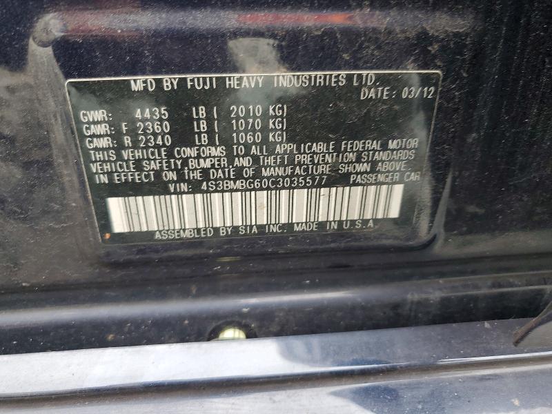 Продажа на аукционе авто 2012 Subaru Legacy, vin: 4S3BMBG60C3035577, номер лота: 71037426