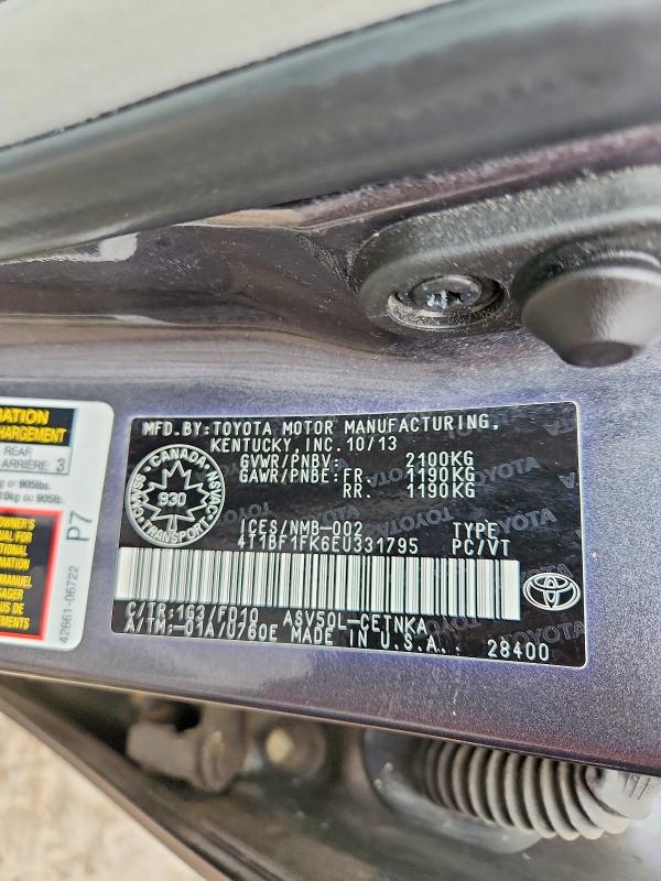 Aukcja sprzedaży 2014 Toyota Camry, vin: 4T1BF1FK6EU331795, numer aukcji: 67300366