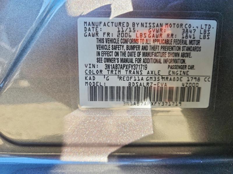 68870626 :رقم المزاد ، 3N1AB7APXFY371719 vin ، 2015 Nissan Sentra مزاد بيع