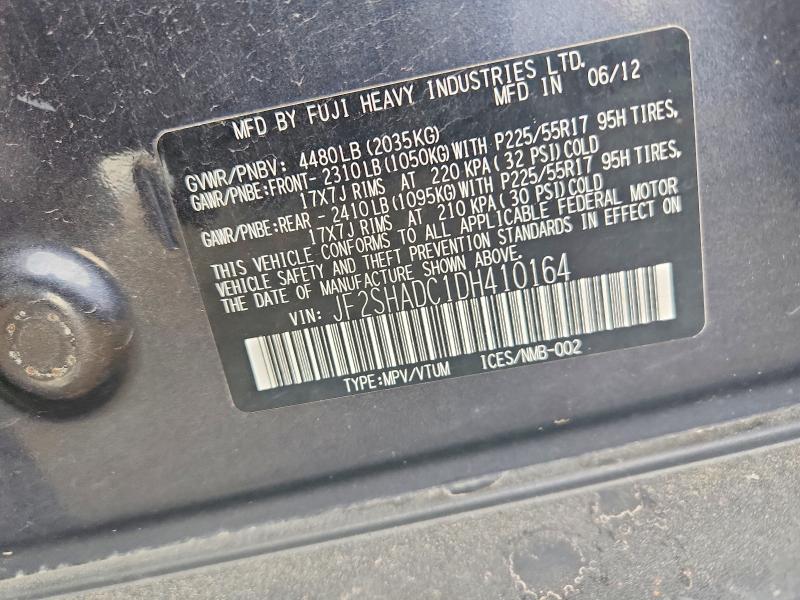 68580366 :رقم المزاد ، JF2SHADC1DH410164 vin ، 2013 Subaru Forester مزاد بيع