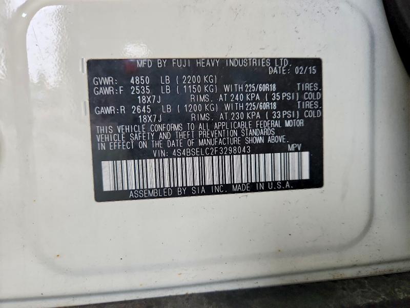 66502786 :رقم المزاد ، 4S4BSELC2F3298043 vin ، 2015 Subaru Outback مزاد بيع
