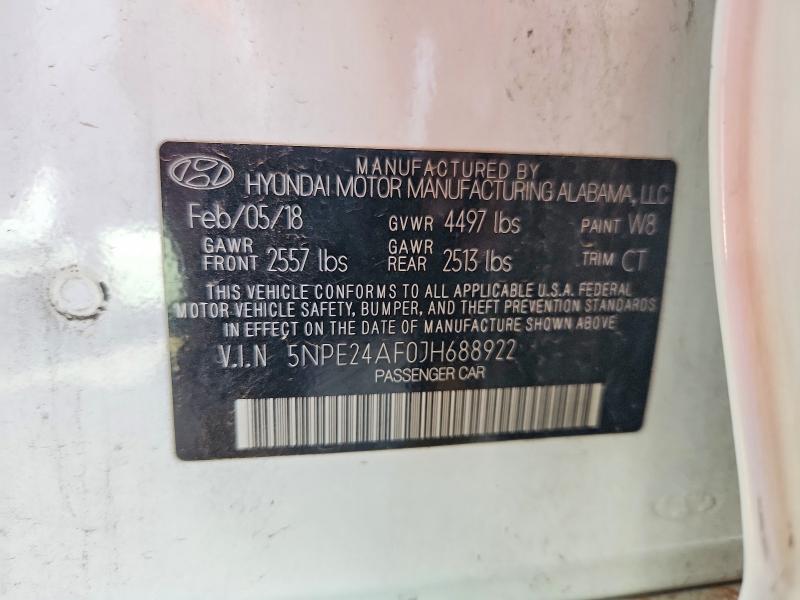Aukcja sprzedaży 2018 Hyundai Sonata, vin: 5NPE24AF0JH688922, numer aukcji: 68014326