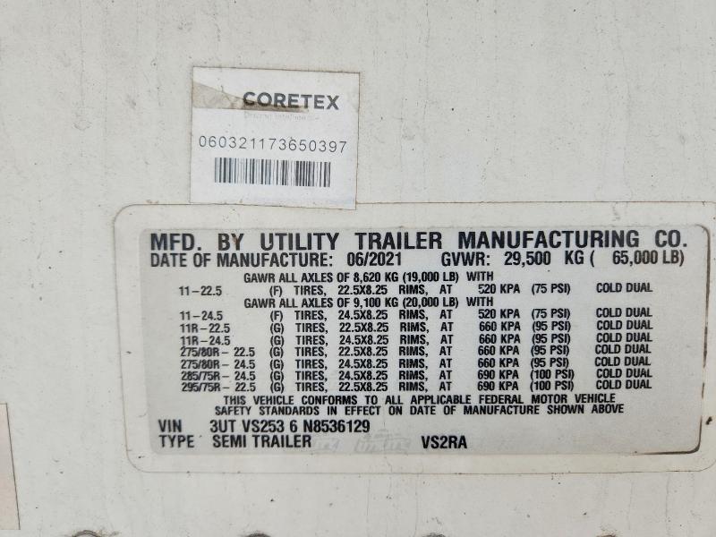 Aukcja sprzedaży 2022 Utility Trailer Trailer, vin: 3UTVS2536N8536129, numer aukcji: 67845266