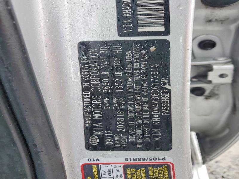 70384576 :رقم المزاد ، KNADM4A36D6172913 vin ، 2013 Kia Rio مزاد بيع