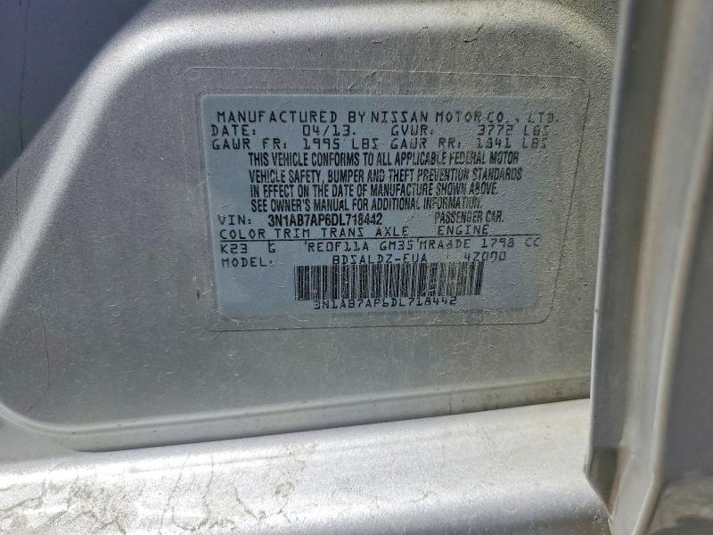 Продаж на аукціоні авто 2013 Nissan Sentra, vin: 3N1AB7AP6DL718442, номер лоту: 68794206