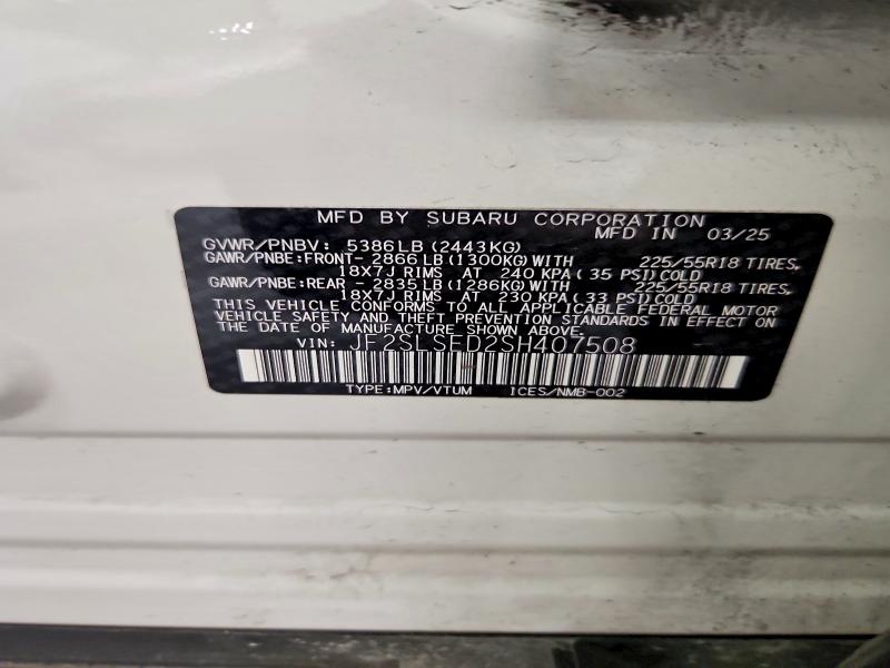Aukcja sprzedaży 2025 Subaru Forester, vin: JF2SLSED2SH407508, numer aukcji: 68614716