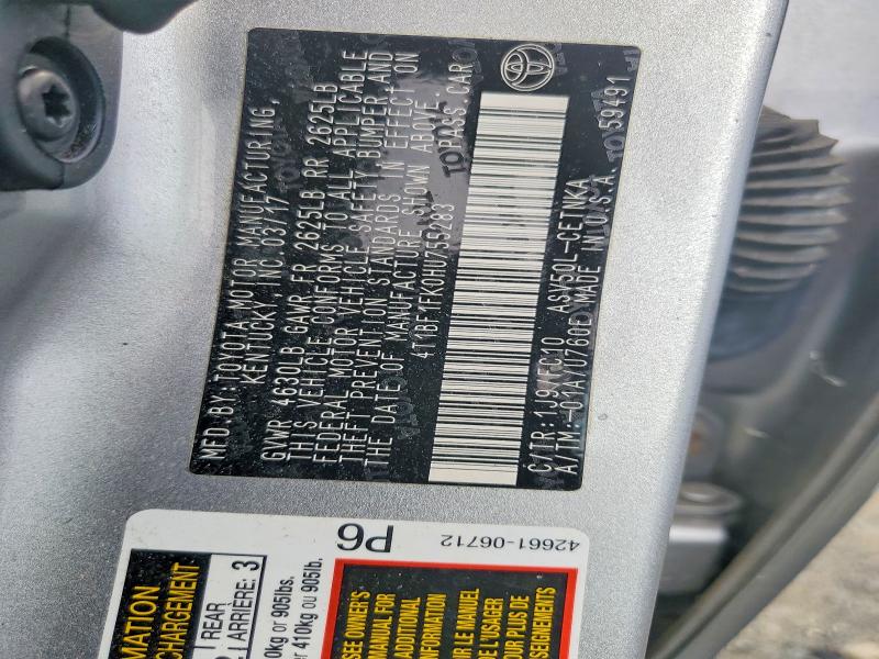 2017 Toyota Camry მანქანა იყიდება აუქციონზე, vin: 4T1BF1FK0HU755283, აუქციონის ნომერი: 68368956