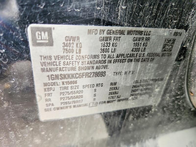 67022766 :رقم المزاد ، 1GNSKKKC6FR278693 vin ، 2015 Chevrolet Suburban مزاد بيع